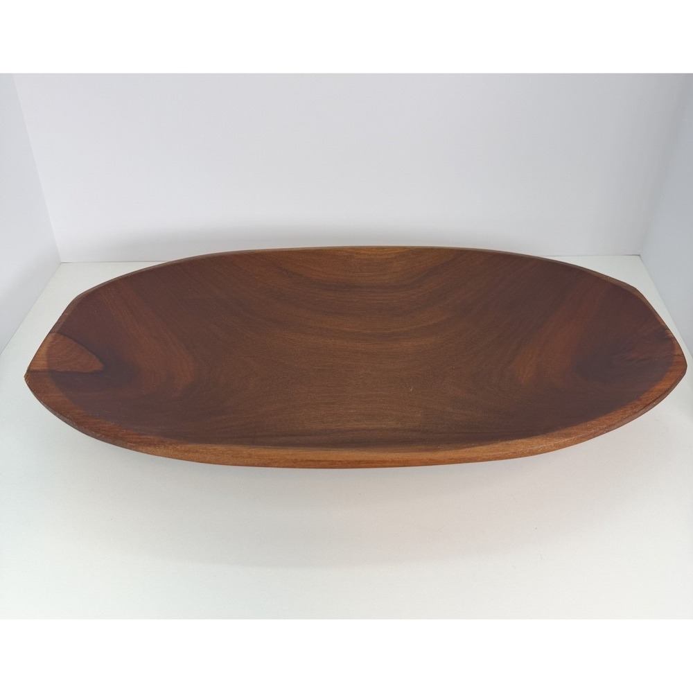 Hand Carved Teak Wood Decorative Bowl Fruit Bowl, Trinket Bowl Minimalist - Picture 4 of 14